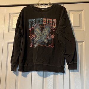 Tres Bien Black Crewneck Sweatshirt with Eagle Graphic
